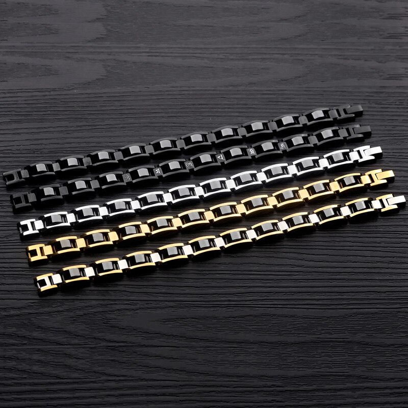 Black Magnetic Bracelet Men Hand Chain Energy Health Germanium Magnet Bracelet Stainless Steel Bracelets for Women