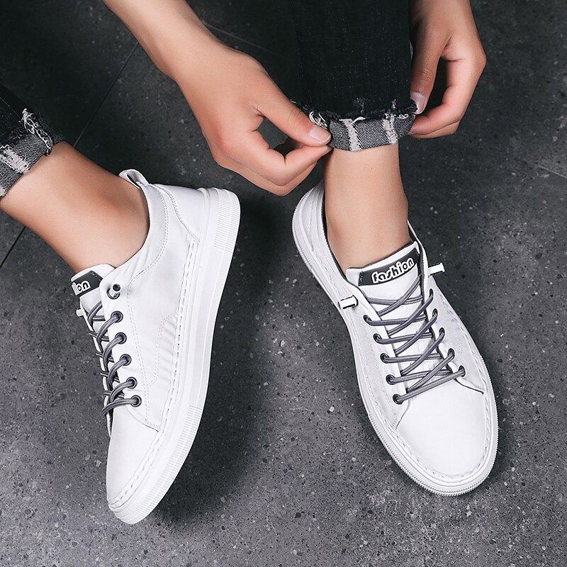 Men Casual Shoes White Leather Canvas Shoes Men Breathable Shoes Sneakers Loafers Men's Moccasins Chaussure Homme *