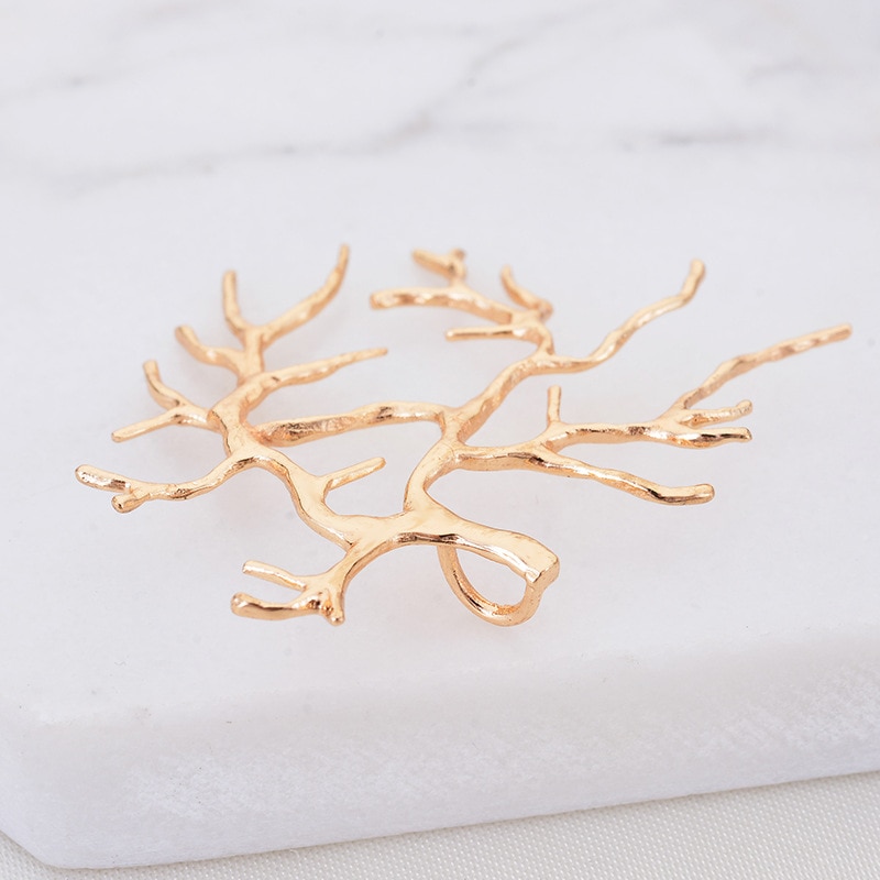 4PCS 35x39MM 24K Gold Color Plated Brass Branch Charms Pendants Diy Jewelry Findings Accessories