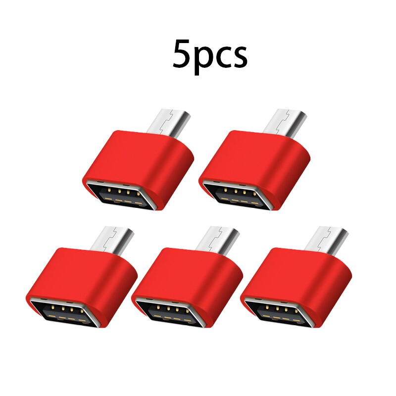 1/5 stücke Mini Micro USB Stecker Auf USB 2,0 Buchse Adapter OTG Konverter Für Android-Handy: 5red