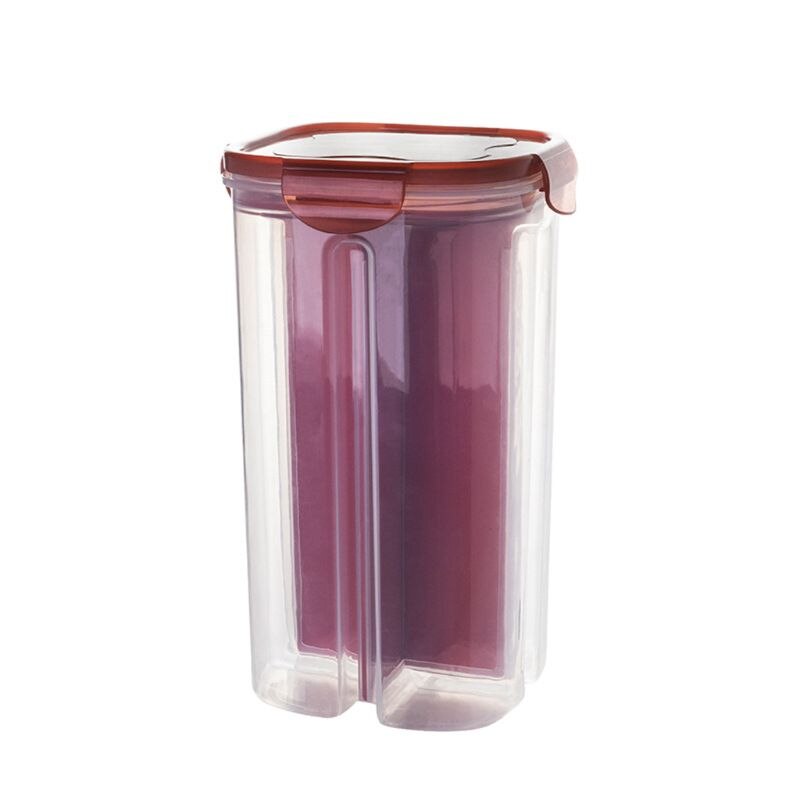 2/4 gitre plastik køkken korn dispenser forseglet mel korn ris opbevaringsboks tør mad beholder krukke husholdning: Rød / 1.9l (2 gitter)