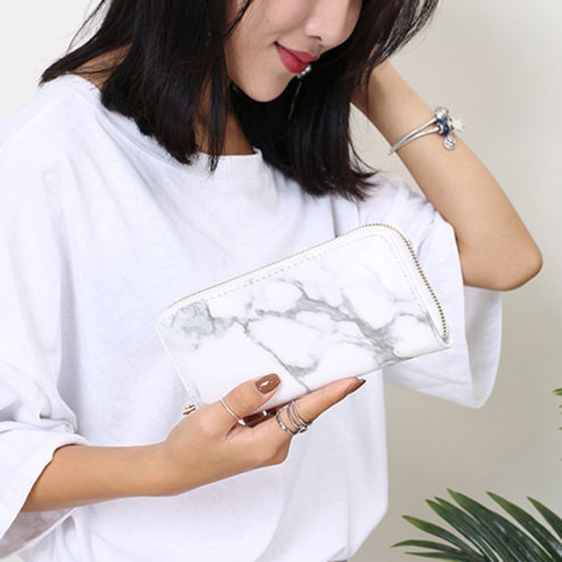 Bolsos de mano de con piedra de mármol, novedad, estampado clásico de poliéster Pu para mujer, solapa de día con cremallera, versátil, , pequeño