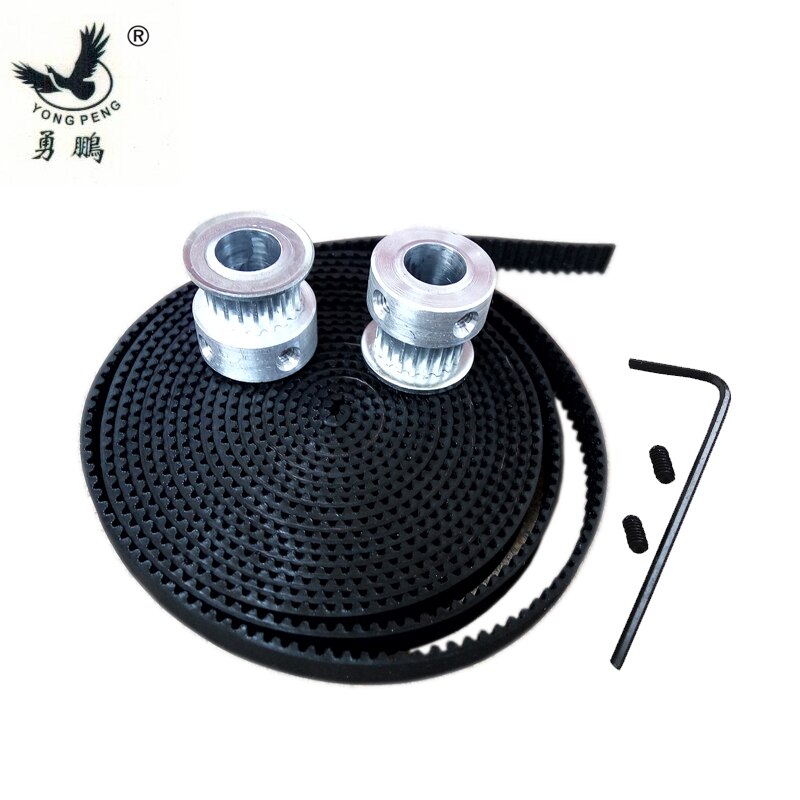 2pcs 20 teeth GT2 timing Pulley bore 5mm + 2 Meters GT2 timing Belt width 6mm for 3D printer CNC machine 2GT