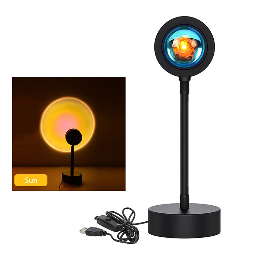 Zonsondergang Rode Led Nachtlampje Zon Projectie Usb Rainbow Projector Wanddecoratie Verlichting Bureaulamp Voor Slaapkamer Bar Koffie Winkel: Sun