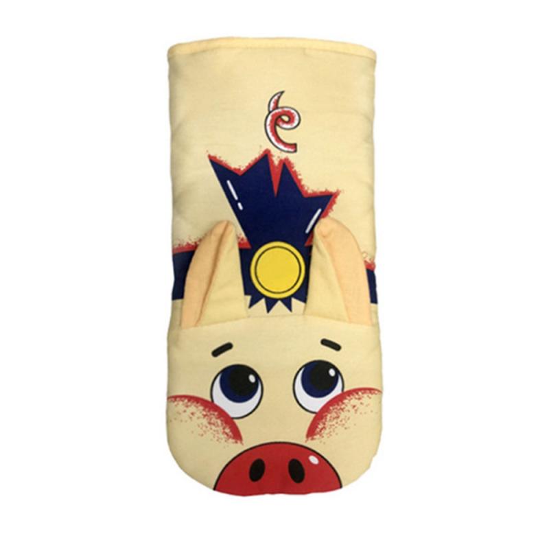 3D Cartoon Animal Oven Mitts Long Cotton Baking Insulation Gloves Holder Clip Microwave Heat Resistant Non-Slip Kitchen Supplies: 3
