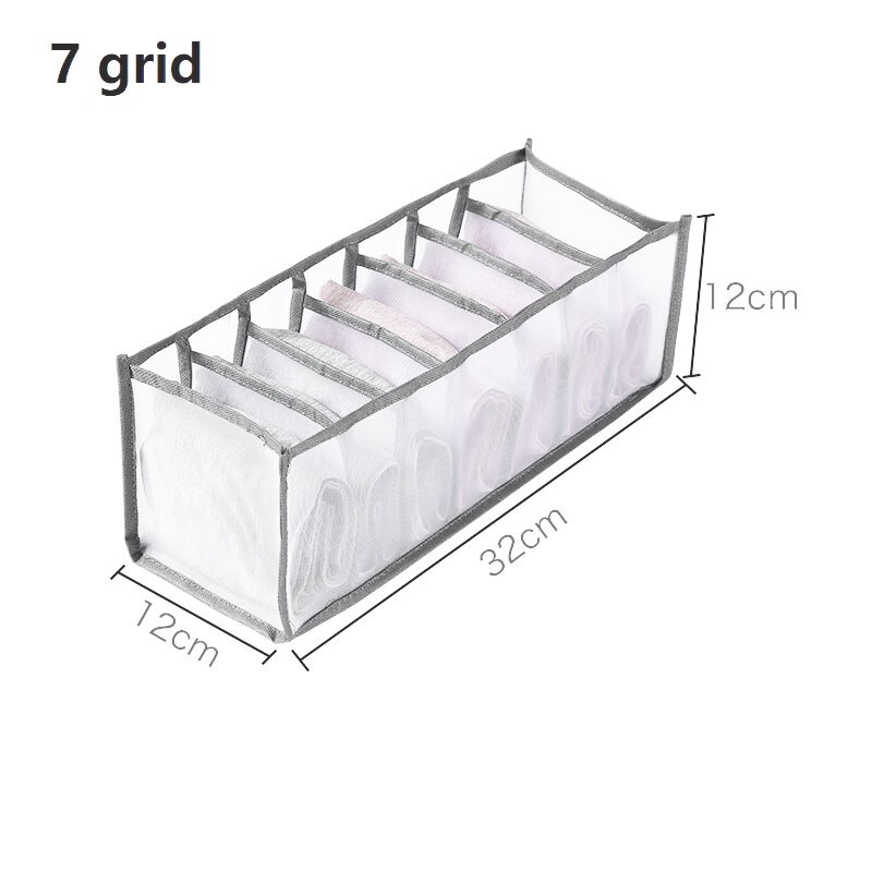 Foldable Cloth Organizer Closet Drawer Organizer With Divider Jeans Leggings Underwear Socks Storage Box Wardrobe Pants Storage: Grey 7 Grid
