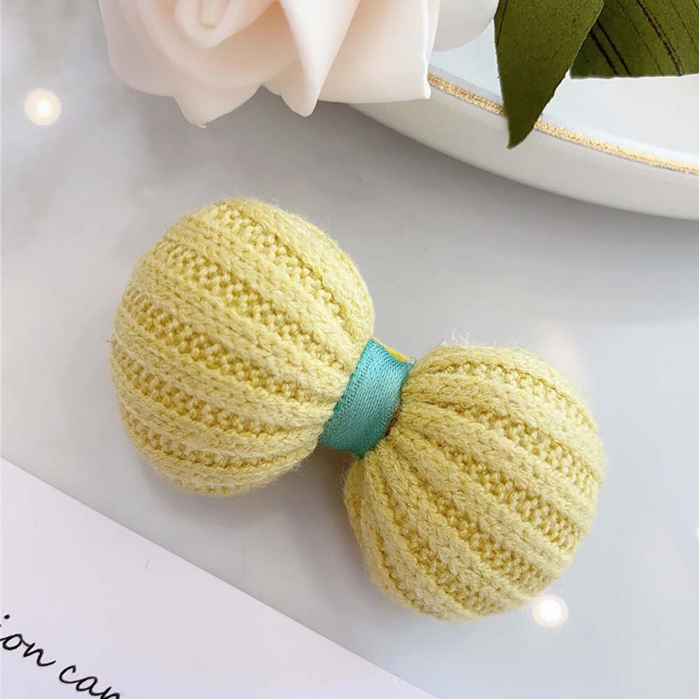 Horquilla de lana con lazo para niña, horquilla de tela coreana para bebé, pinza de pelo de punto, accesorios para el cabello para niño: 5
