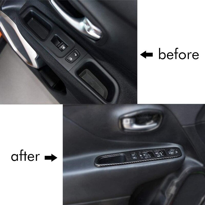 JUNLELI Window Lift Button Panel Decoration Cover Trim Kits For Jeep Renegade 2016-2023 Car Interior Accessories ABS Orange, Interior Switches - Canada - View #5