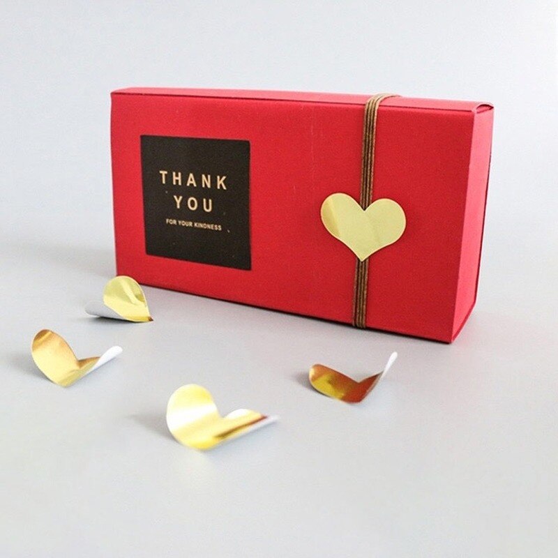 Thank you stickers Golden Heart Shaped Sticker business Box Packaging Sealing Label Baking DIY Party Stickers sheets