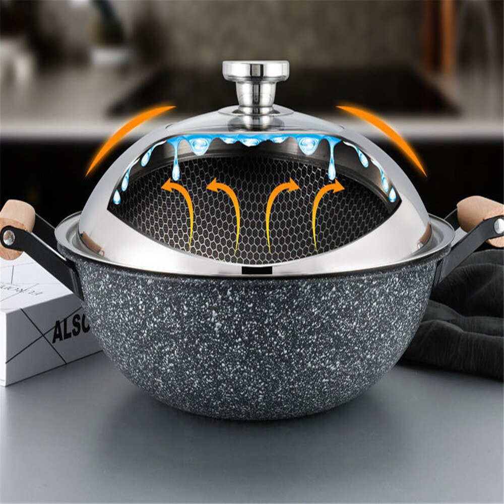 34cm Pan Lids Frying Pan with Lid Stainless Steel Pot Lid Pan Cover Thicken Visible Wok Lid Glass Lid Wok Lid Frying Pan Covers