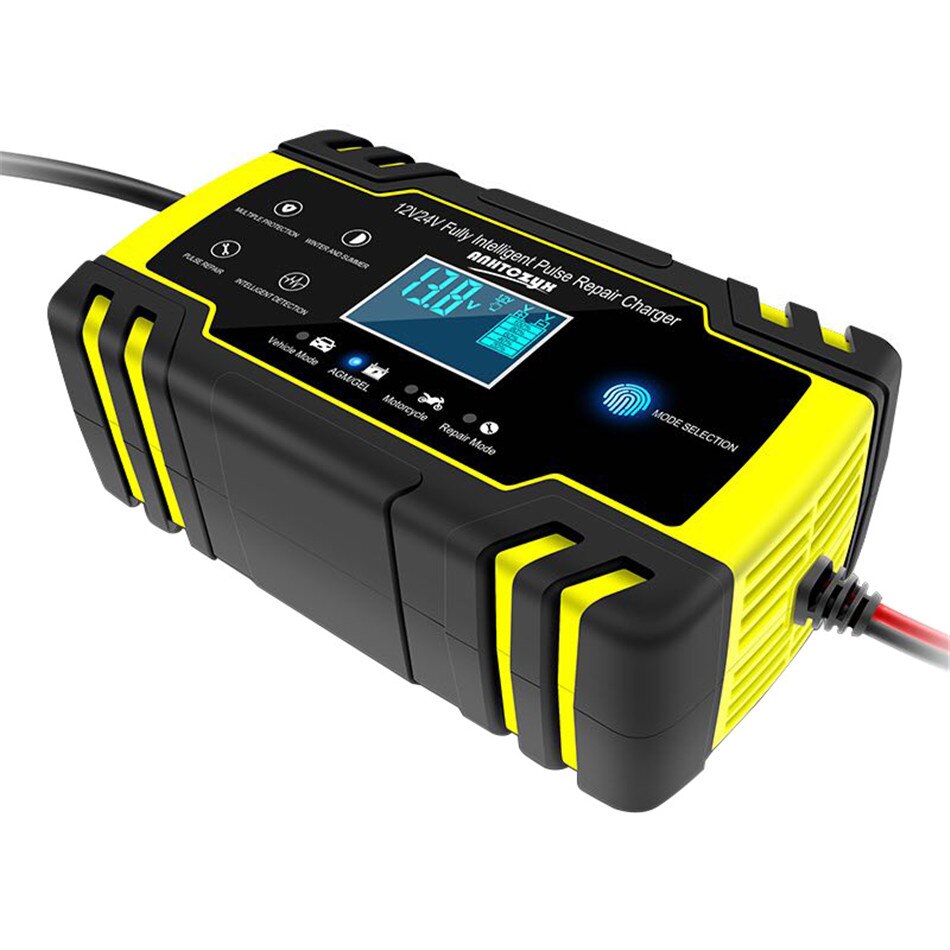 12V-24V 8A Full Automatic Car Battery Charger Power Pulse Repair Chargers Wet Dry Lead Acid Battery-chargers Digital LCD Display