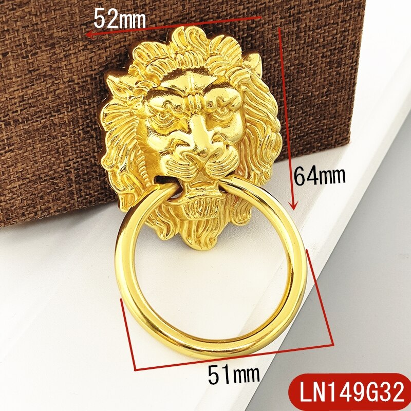Wonzeal Meubels Handgrepen 52*64Mm Beast Voor Leeuwenkop Antieke Legering Handvat Kast Lade Deur Pull Retro decoratie: LN149G32