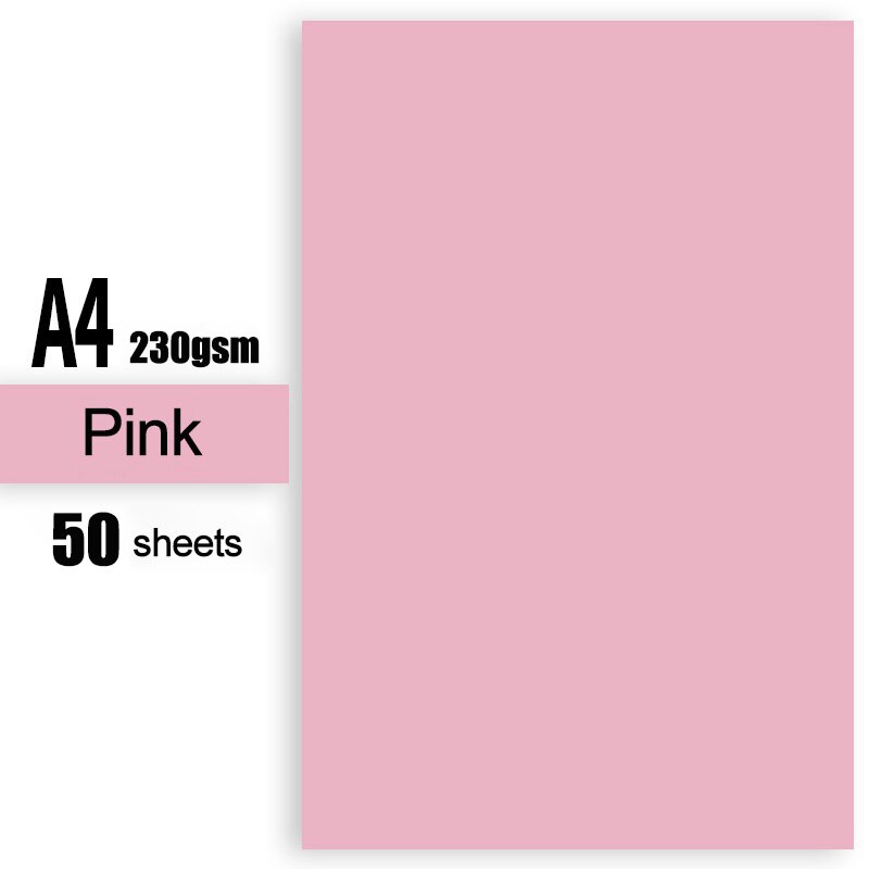 230gsm 50 Sheets Kids Paperboard Multicolor Specialty Paper Handmade Cardstock Craft Paper: Pink