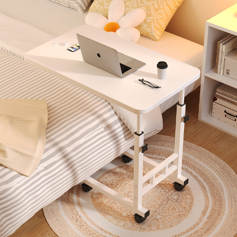 Movable Lifting Bedside Table Bedroom Home Student Desk Lazy Dormitory Bed Convenient Space Saving Laptop Table: Buff