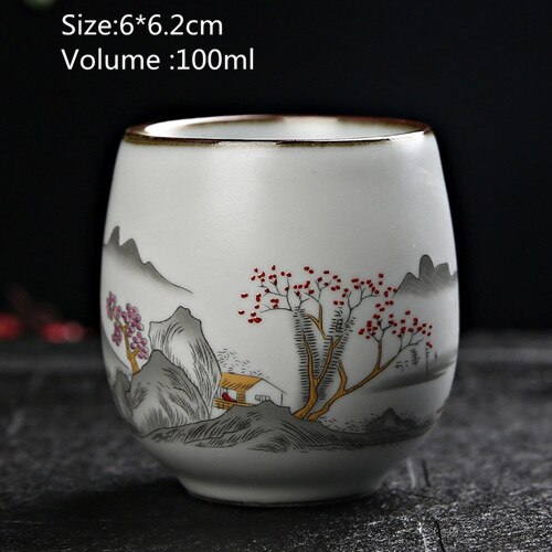 100Ml Uw Oven Keramische Retro Thee Cup Porselein Theekopje Handgeschilderd Thee Kom Ceremony Accessoires Home Decor: F