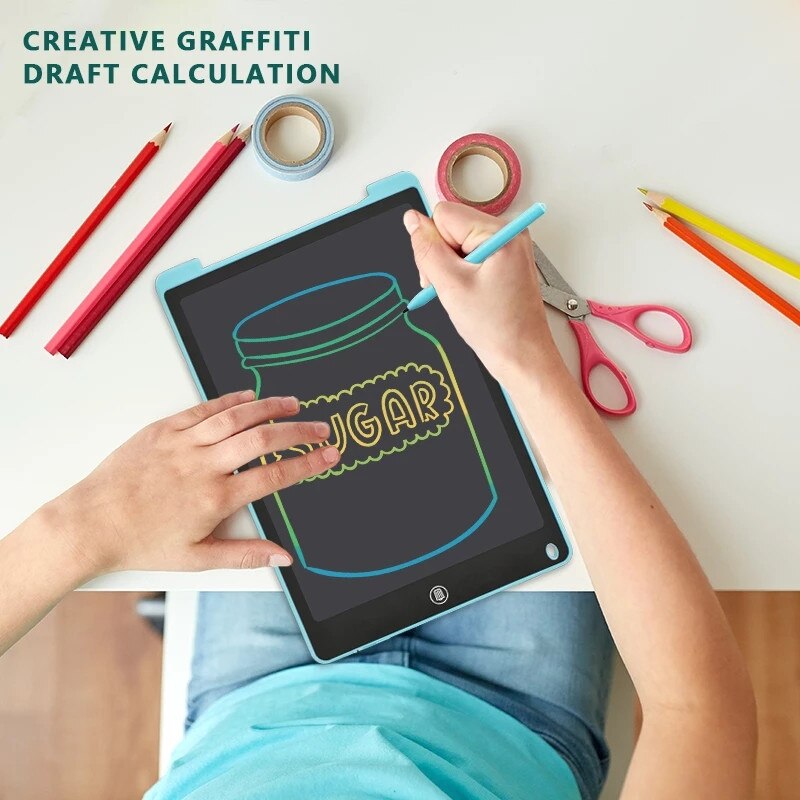 Tablette LCD pour écriture et dessin électronique, ardoise numérique et colorée, pour enfants et adultes, protège les yeux, 12 pouces