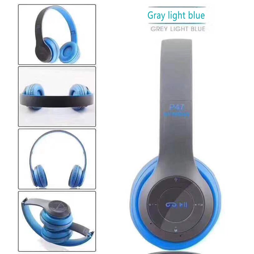 Hoofdtelefoon Draadloze Bluetooth Hoofdtelefoon Game Opvouwbare Hoofdtelefoon Voor Kleurrijke Bt 5.0 Headset Schoonheid Bluetooth Hoofdtelefoon: Blauw