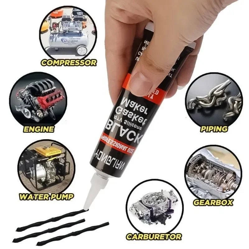 Car Sealant High Temperature Engine Silicone Repair Glue Waterproof Oil-resistant Black Liquid Gasket Sealer Car Sealant