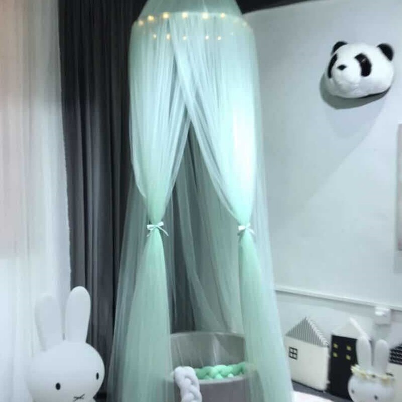 15 kleuren baby klamboe luifel kinderkamer decoratie koepel klamboe hemelbed gordijn voor kind babybed luifel roze blauw: Lichtgroen