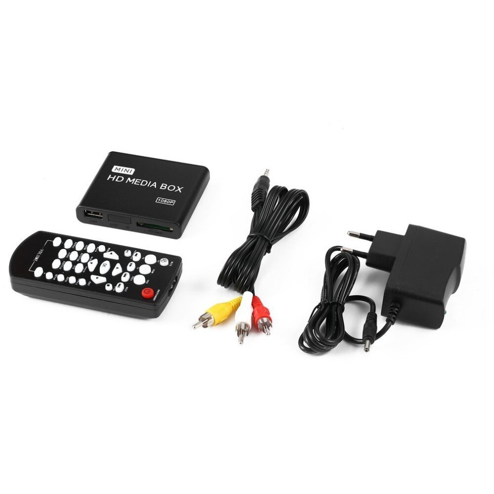 Mini 1080p HD Media Player Box MPEG/MKV/H.264 HDMI compatibile AV USB supporto remoto MKV / RM-SD / USB / SDHC / MMC spina ue