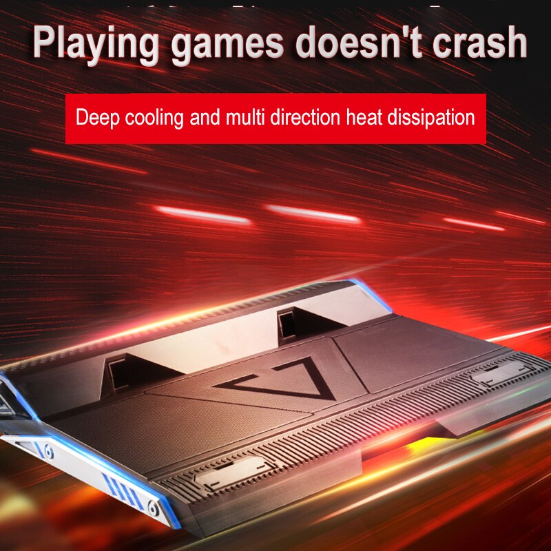 Llano 17 tommer gaming laptop køler to ventilator laptop kølepude dobbelt usb porte, led surround stum notebook radiator stativ