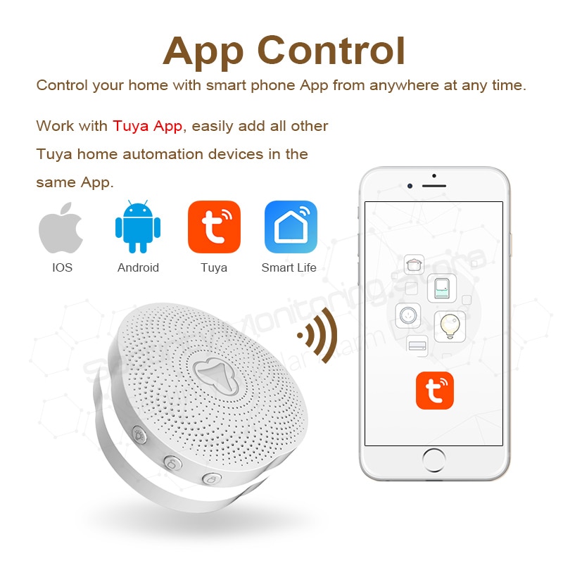 Sistema de alarma de seguridad KERUI Tuya WIFI multifuncional funciona con asistente de Google/luz nocturna de Control inteligente Alexa