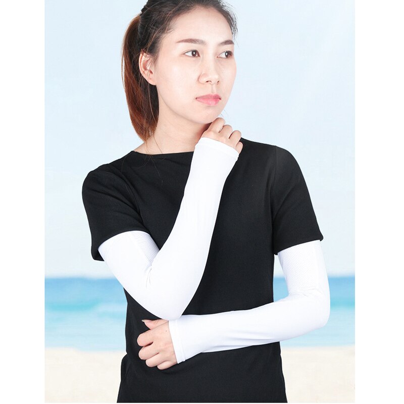 Mangas de brazo con protección solar Anti-UV, tela de seda de hielo para baloncesto, deportes al aire libre, calentadores de brazo para Fitness, Protector de mano, guantes largos, 1 ud.