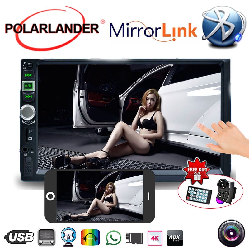 2 Din Touch Screen USB With Camera Mirror For Android Phone 7 Inch Mirror Link Screen MP5 Player Car Radio Bluetooth 9 Languages