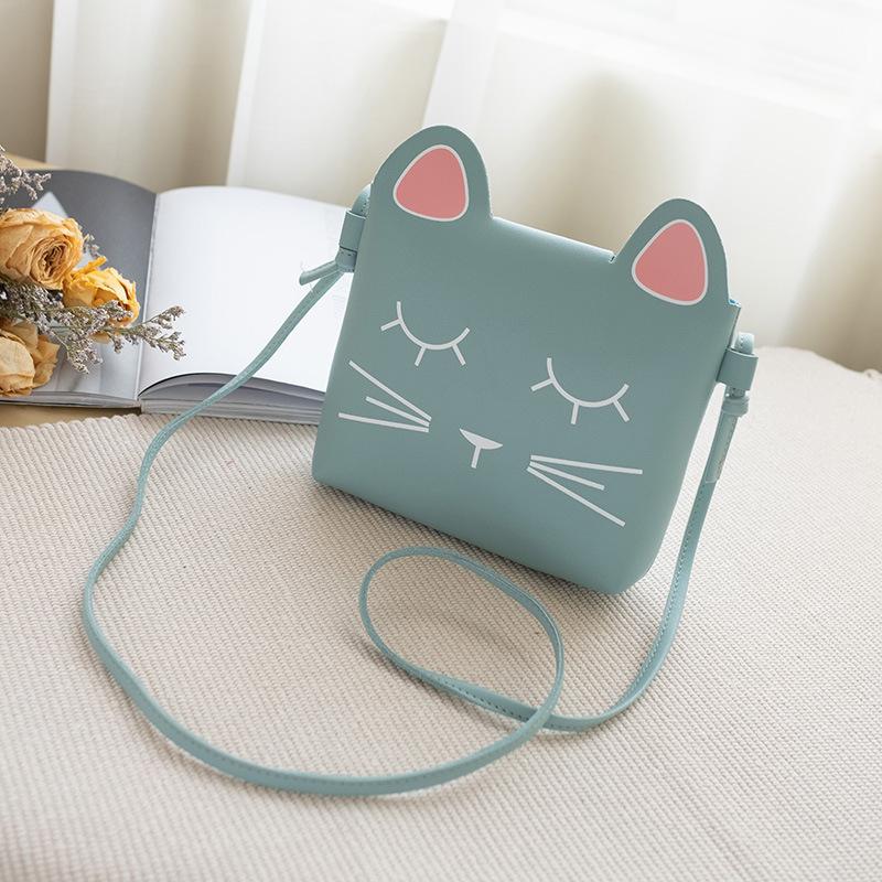 PinShang Damen Kinder One-schulter Katze Muster Satchel Mini Telefon Tasche: blue