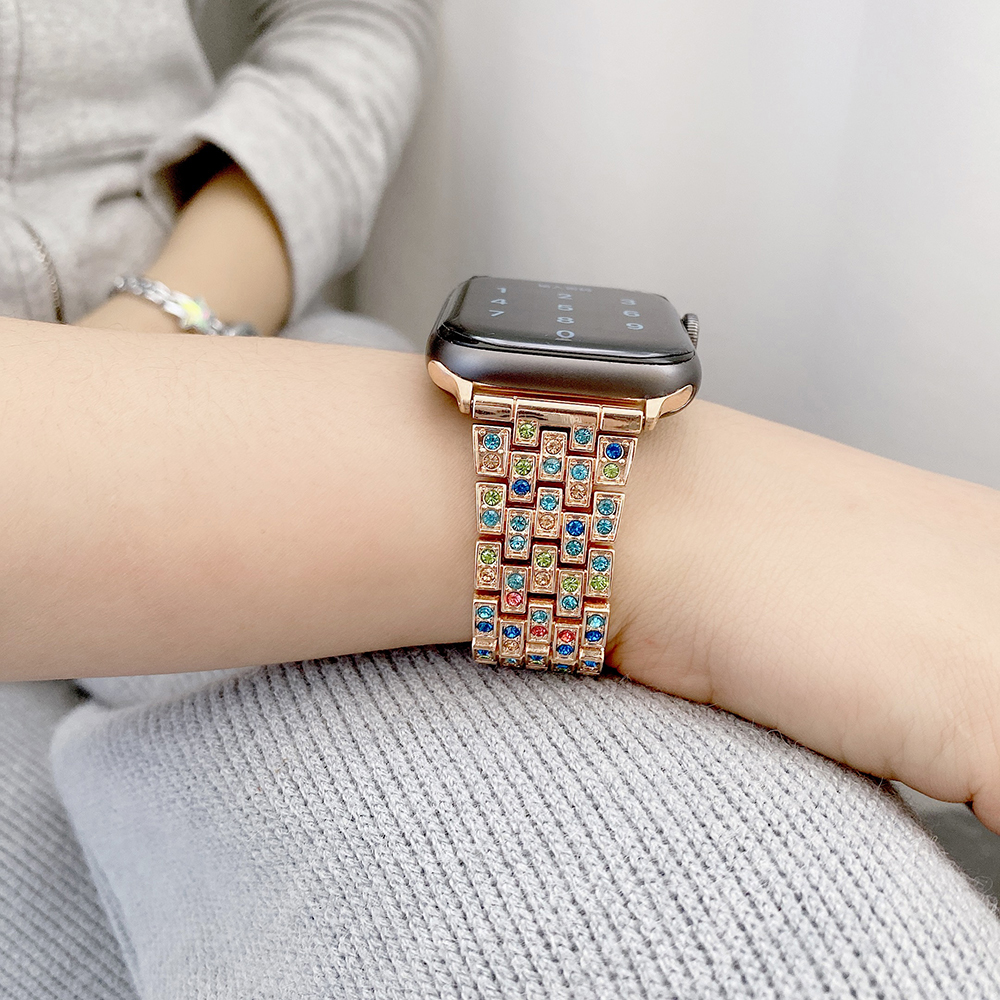 Metalen Diamant Band Voor Apple Watch Ultra 8 7 6 5 4 Se 45Mm 44Mm 41Mm 40Mm Voor Iwatch Serie 3 38Mm 42Mm Roestvrijstalen Band: zwart grijs / 14mm