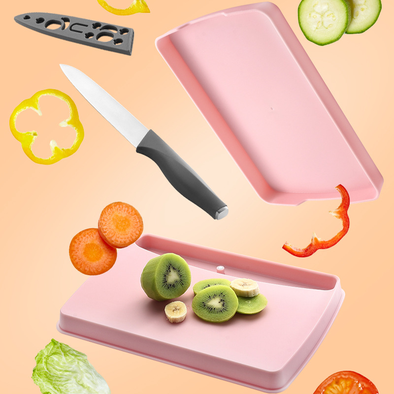 Dubbelzijdige Plastic Snijplank Met Mes Fruit Snijplank Keuken Ontdooien Board Multifunctionele