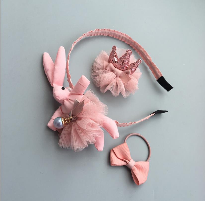 Boutique girls hair accessories set bowknot flower Princess hair clips Elastic Rubber bands barrette hairpin Headbands T31
