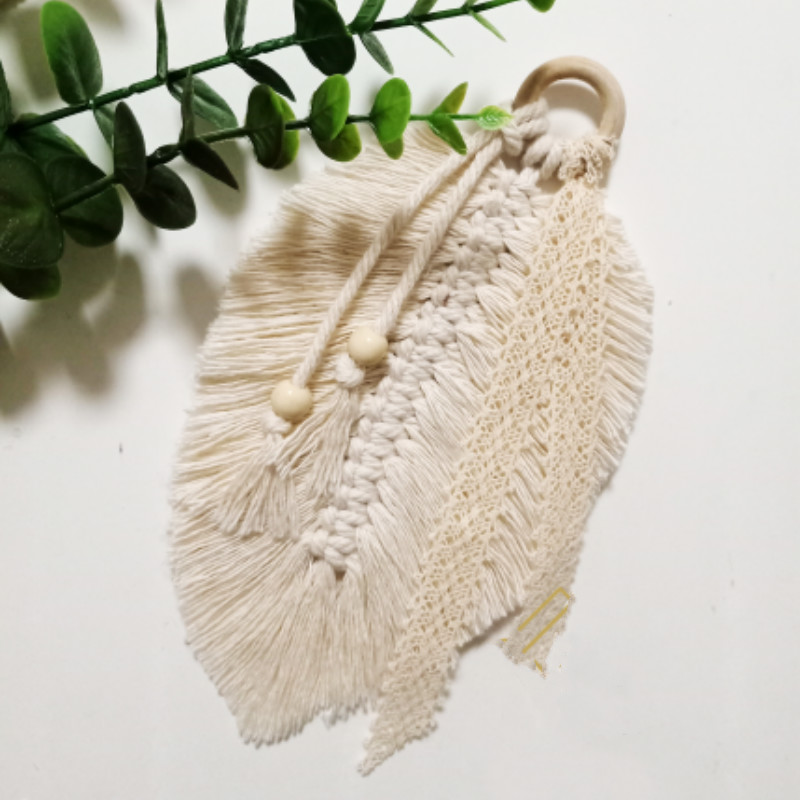 Heminredningstillbehör makrame väggbonad fjäderberlock bil vägghängande bohemisk handvävd väggtapet boho dekor