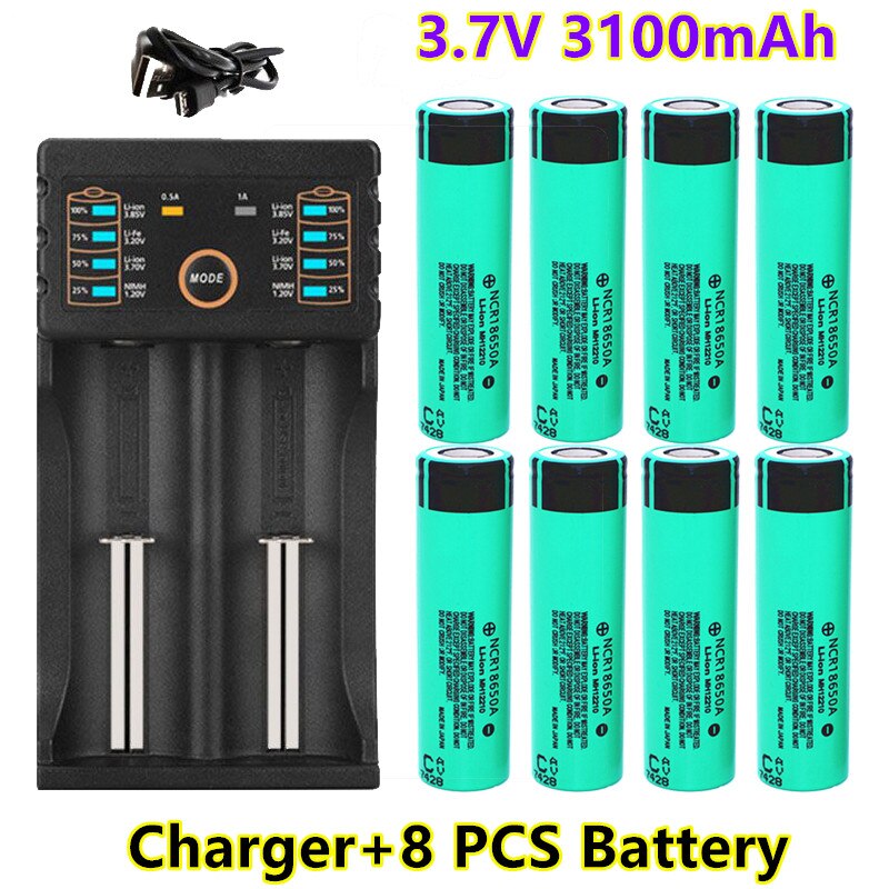 100% Original NCR18650A 3100mAh 3.7V 18650 Rechargeable Lithium li-ion Battery For Flashlight Laptop Batteries + charger