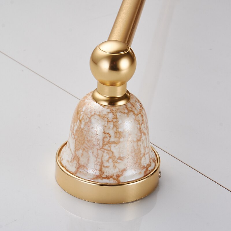 Enkele handdoekhouder, handdoekrekruimte van aluminium en keramiek, enkele handdoekhouder van goudkleurig metaal