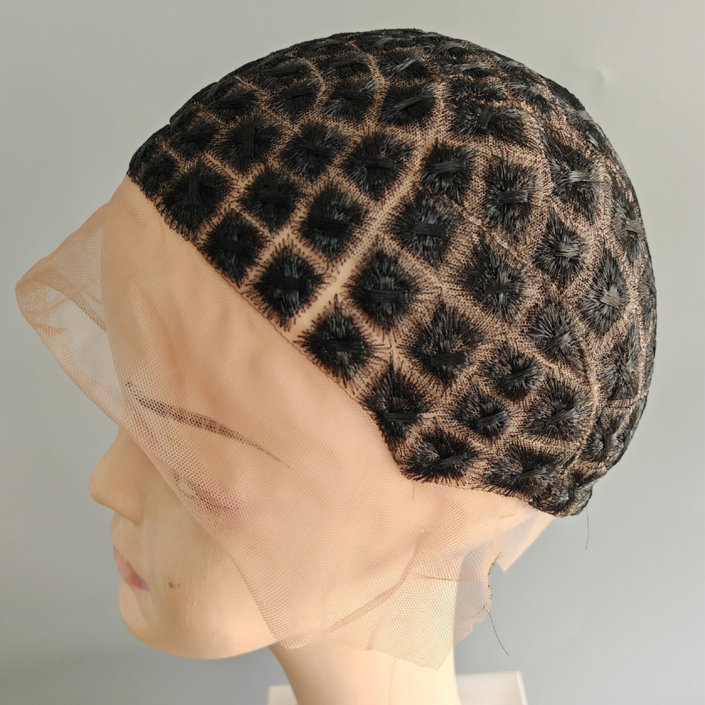Bonnet de perruque tressé pour tresses au Crochet, perruque tressée double dentelle avec cheveux de bébé, adaptée à la fabrication de perruques au Crochet avec frange: Orange