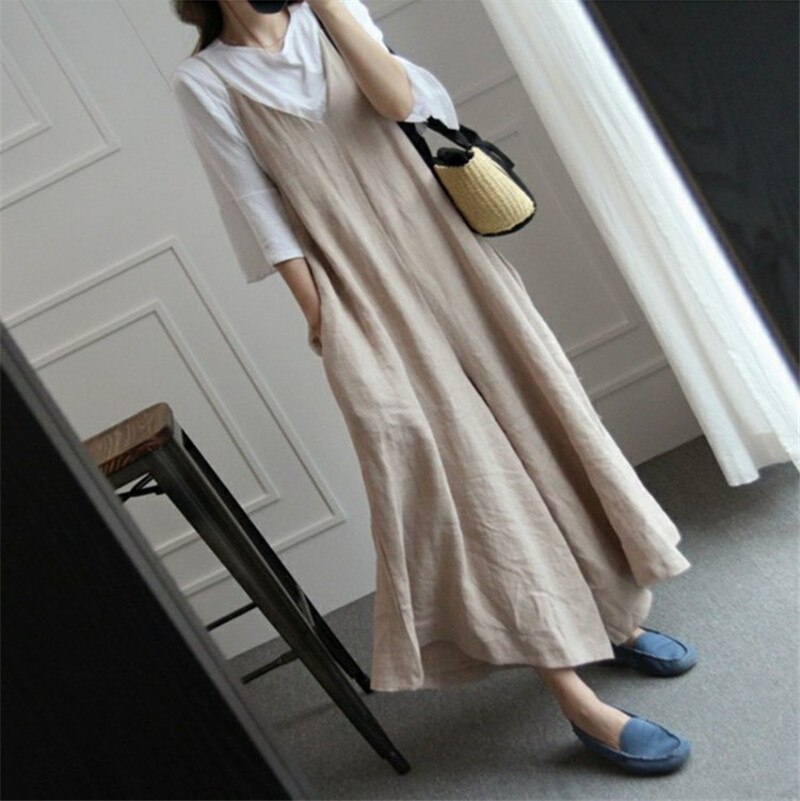 Linnen Moederschap Riem Riem Broek Broek Kleren Voor Losse Zwangere Vrouwen Overalls Jumpsuit Bretels Zwangerschap Rompertjes Kleding: Khaki / L