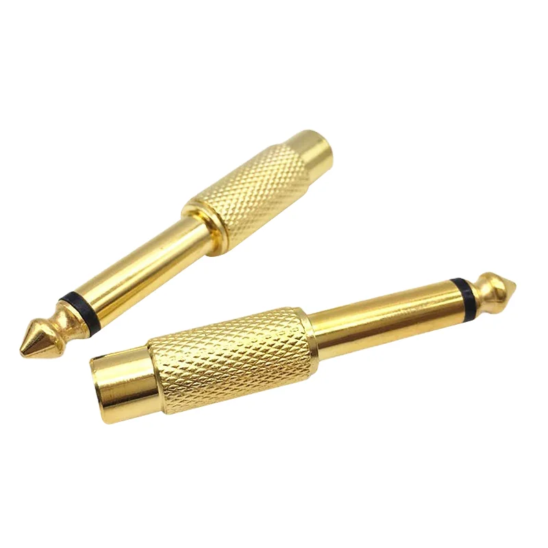 4Stck Goldene Audio- Adapter 6,35mm 1/4 "Männlichen Mono Stecker Auf schnallen-buchse 6,5mm Auf AV Jack Audio- Adapter Stecker