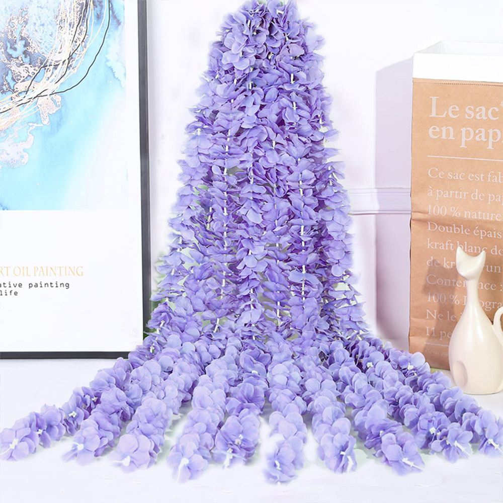 10 STKS Kunstmatige Blauweregen Bloemen Wijnstok 29 Inch Lange Tailing Zijden Bloem Snaren voor Muur Opknoping Bruiloft Boog Party Home Decor: Paars