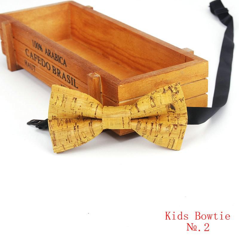 Brnad Neue freundlicher Kork Holz Bogen Krawatten freundlicher Neuheit Handarbeit Solide Krawatte für freundlicher Hochzeit Party verrotten Holz bowtie: Kinder-2