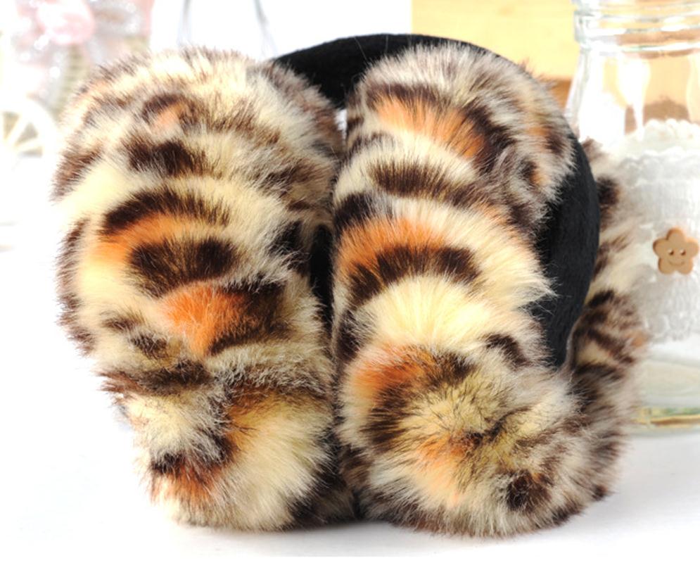 Orejeras de lana de leopardo de estilo femenino, banda de envoltura para las orejas, calentador, cómodo, cálido,