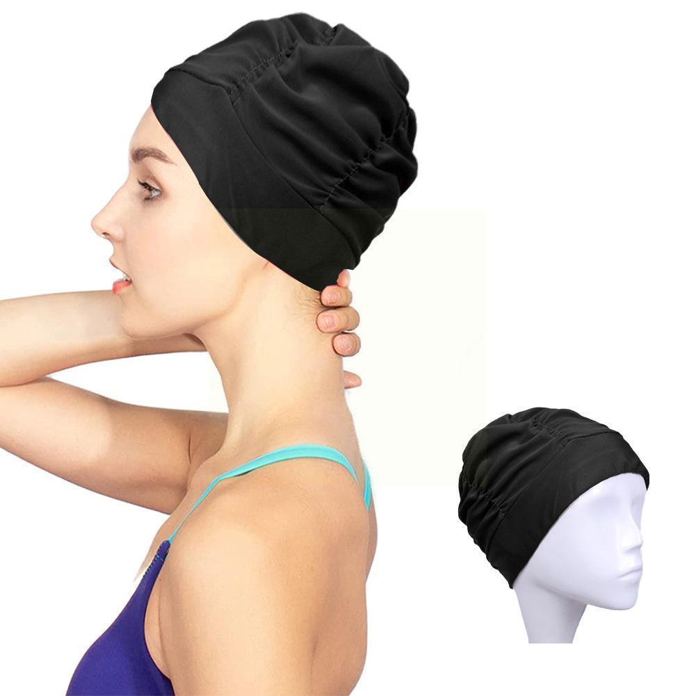 Adults High Elastic Swimming Caps Men Women Waterproof Caps Ears Swimming Pool Hair Diving Swimming Protect Cap Hat Large L E0E5