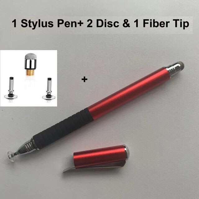 2 in 1 Precision Series Disc Stylus Drawing Touch Pen with 2 Replaceable Disc Tips and 1 Fiber Tip for All Touch Screen Devices: Set 6
