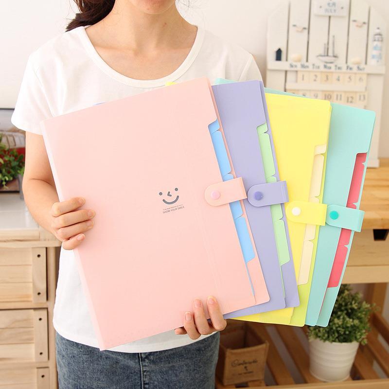 5 Into Plastic File Folders Package A4 Multi-layer Folder Business Multi-function Document Package PP File Bag office stationery