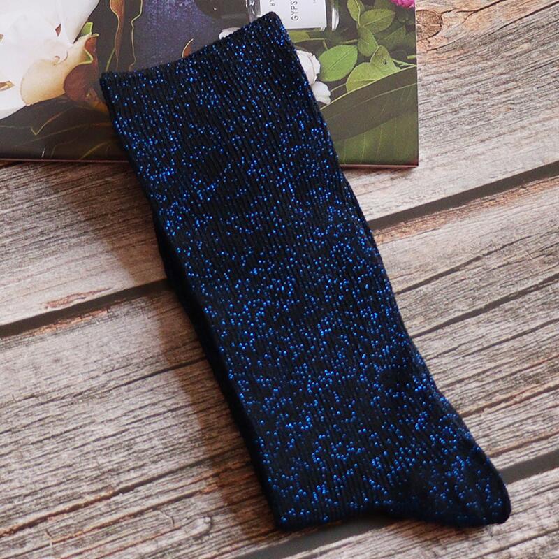 29 kleuren Mode sexy glanzende sokken Koreaanse stijl Goud zilver zijden sokken Luxe Damessokken van: Deep Blue