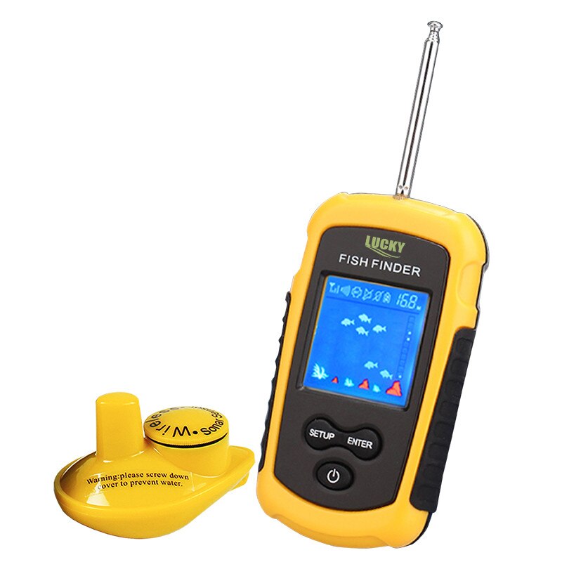 Fishfing alarm fish fnder 120m bærbar sonar sensor lcd trådløs fishfinder fiske lokke ekkolodd fiske: Ffcw 1108-1 trådløs
