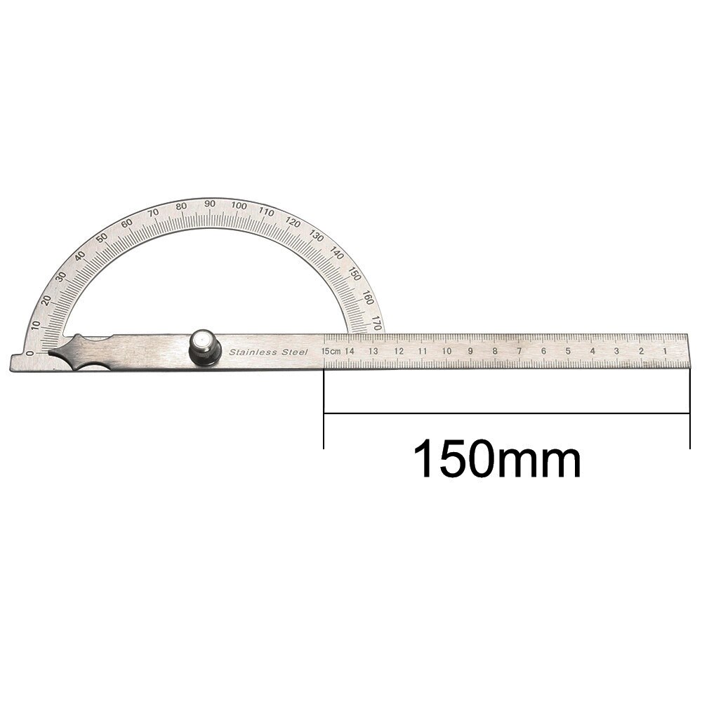 LUBAN Stainless Steel 180 degree Protractor Angle Finder Rotary Measuring Ruler Angle ruler 100mm 150mm 300mm