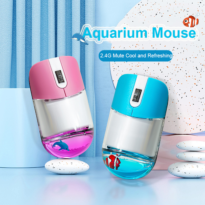 2,4G Nette Ozean Kreaturen Drahtlose Maus Kreative Schwimmende Tiere Computer USB Kristall Flüssigkeit Optische Mäuse Für Büro Laptop