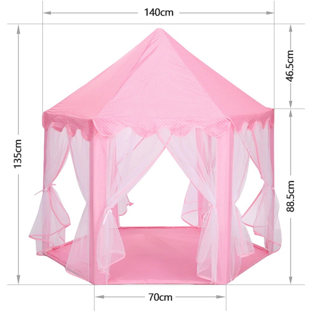 Castillo de princesa rosa para niñas, tienda de campaña para jardín exterior, plegable, piscina, casa de juegos portátil