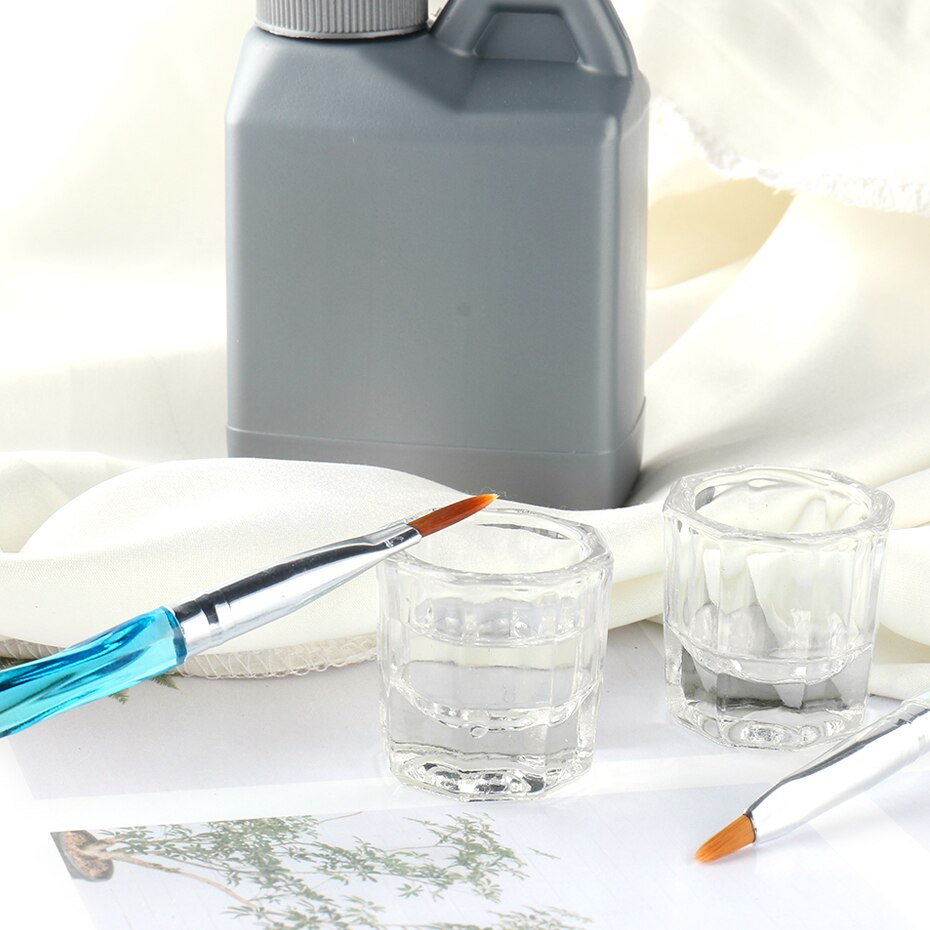 1Pcs Crystal Glass Nail Cup Voor Acryl Liquid Nail Brush Cleaner Cup Dippen Schotel Container Manicure Levert Gereedschap LA1606